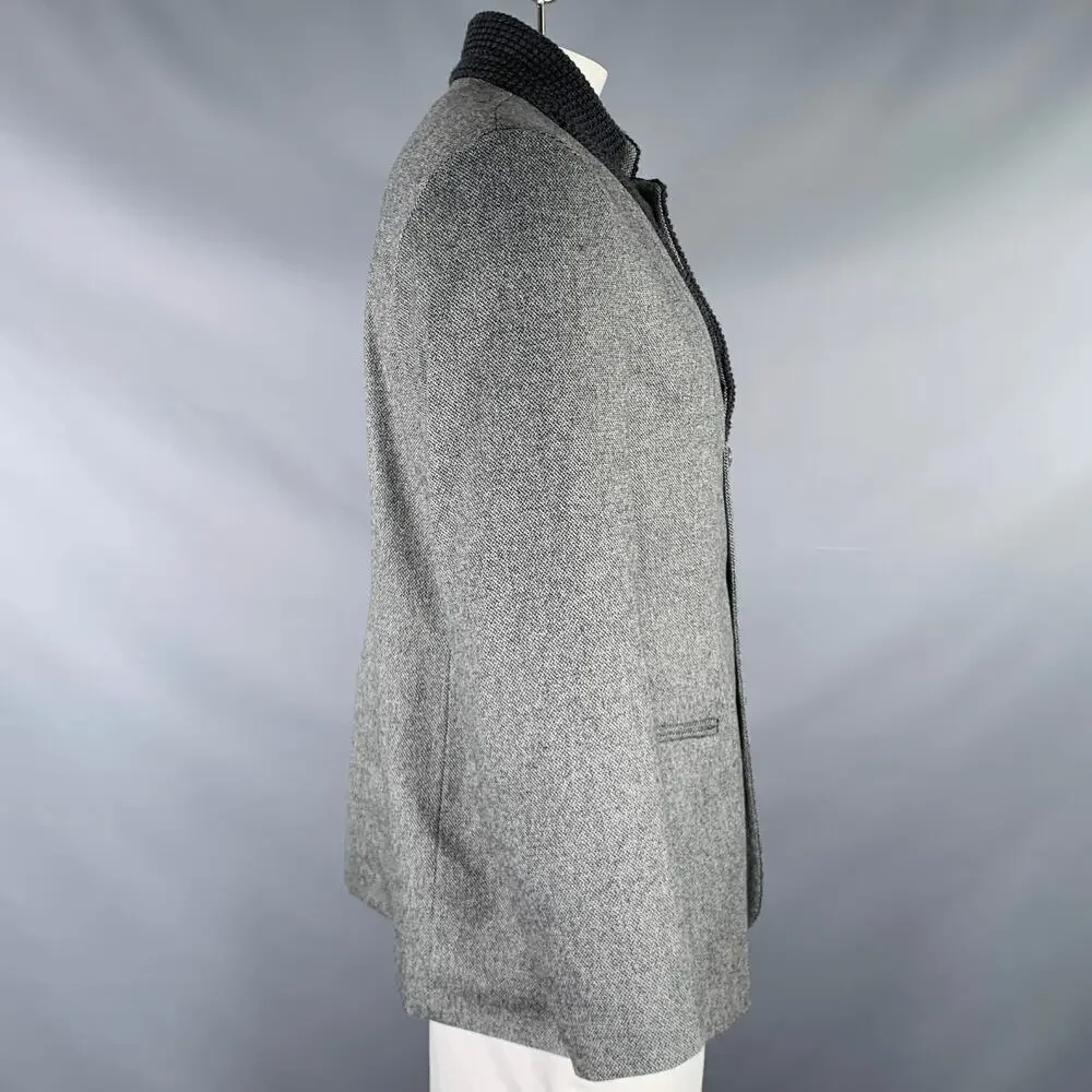 EMPORIO ARMANI Size 46 Grey Black Wool Blend Notch Lapel Sport Coat